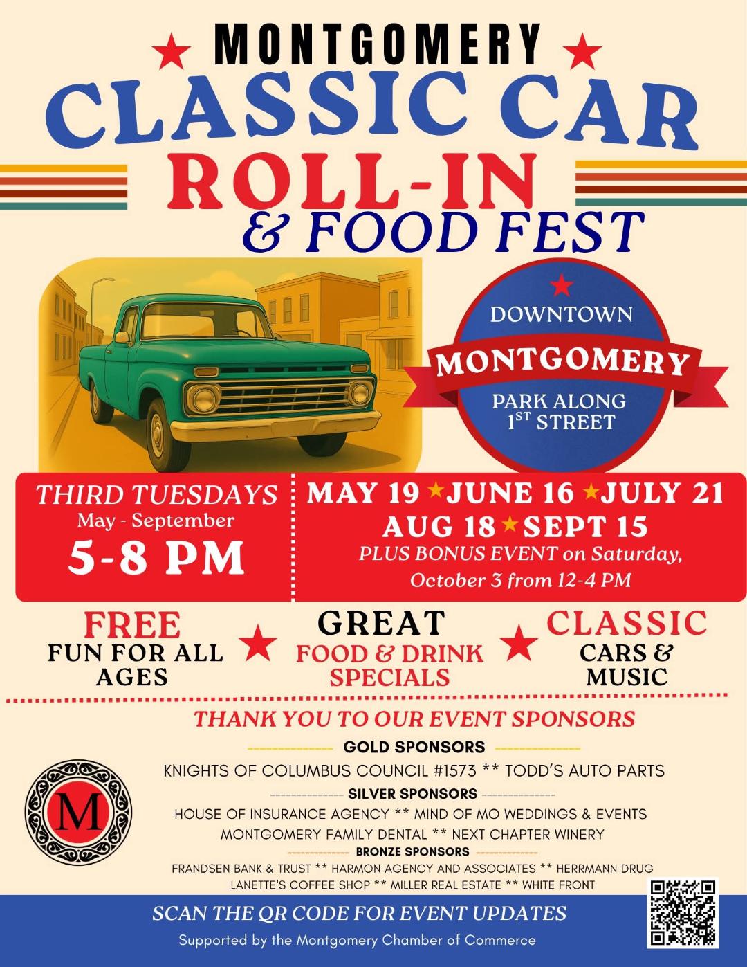 Montgomery Classic Car Roll-In & Food Fest flyer