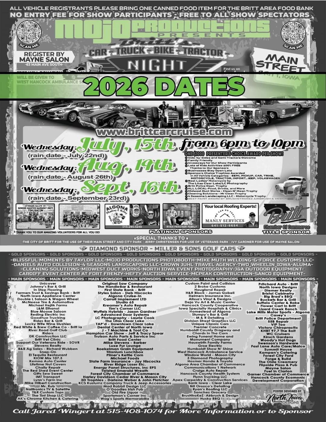 Britt's Car-Truck-Bike-Tractor Night flyer