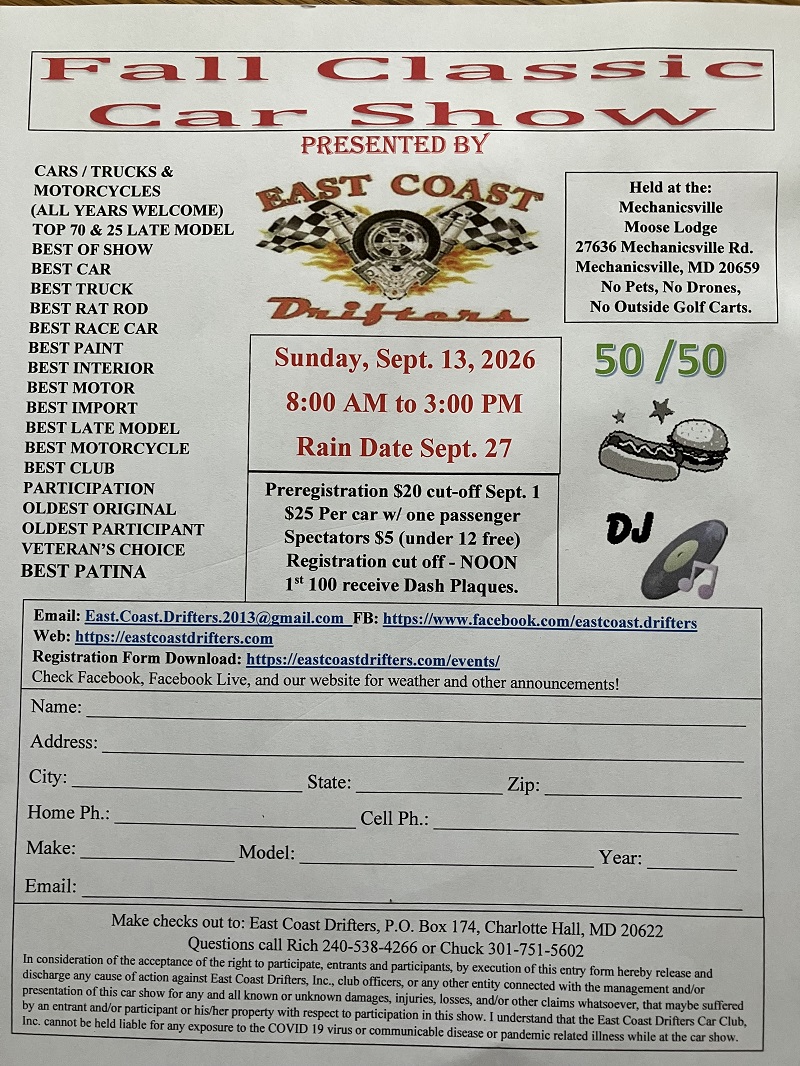 Fall Classic Car Show flyer