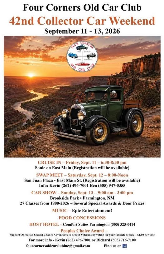 Four Corners Old Car Club 42nd Collector Car Weekend flyer