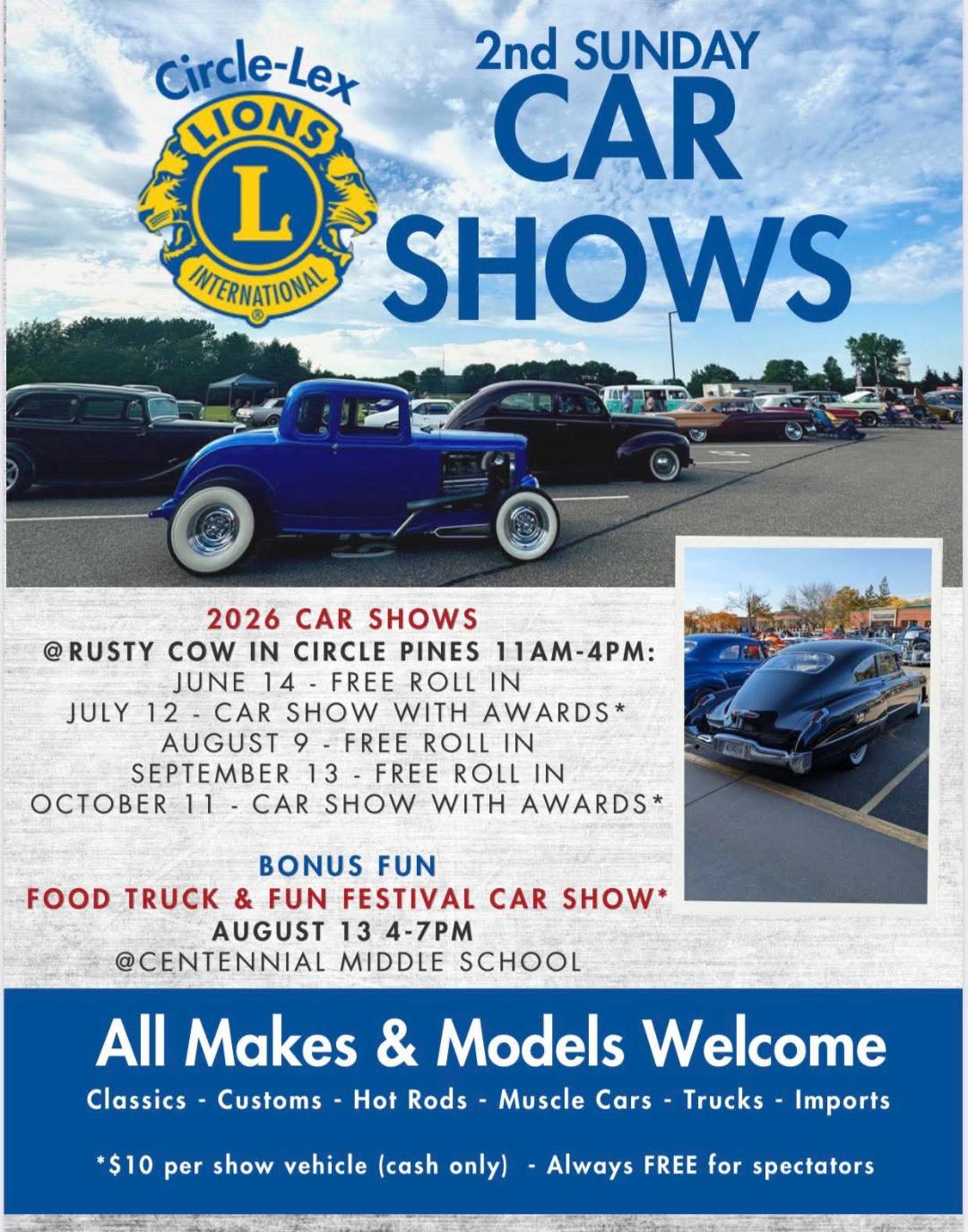 Circle-Lex Lions 2nd Sunday Car Show flyer