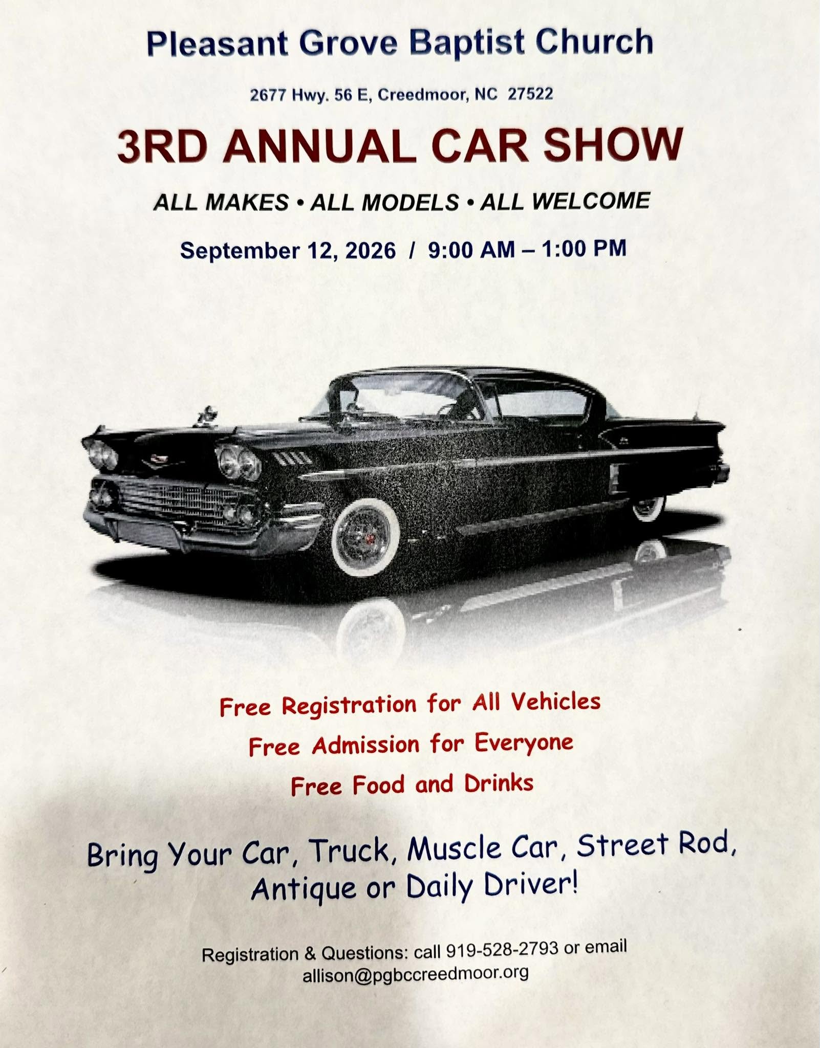 3RD ANNUAL CAR SHOW flyer