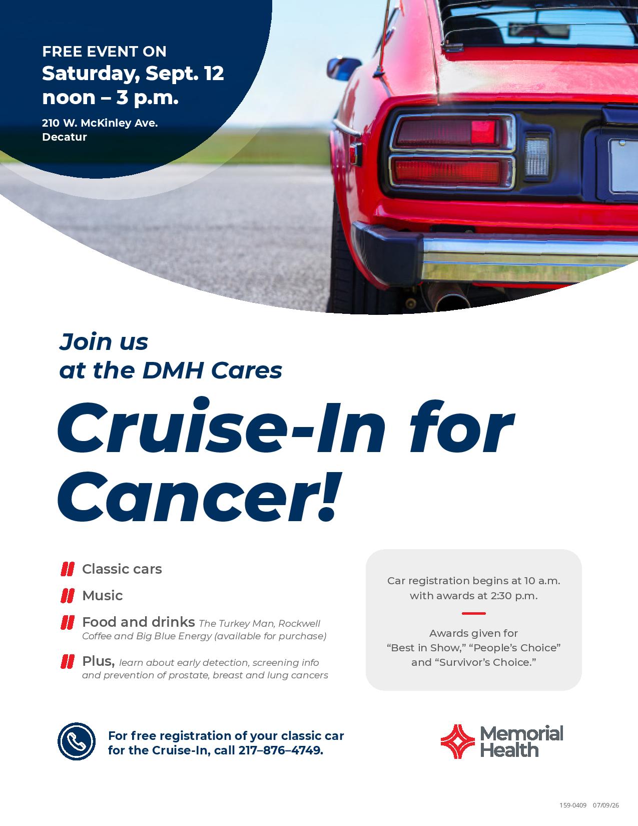DMH Cares Cruise-In for Cancer! flyer