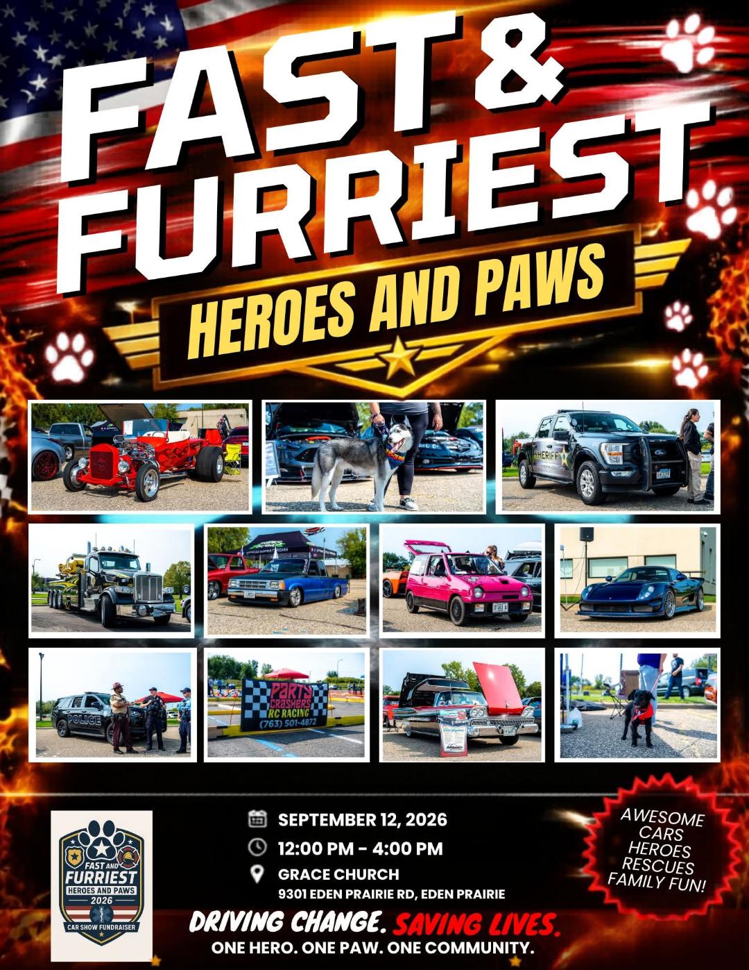 FAST & FURRIEST HEROES AND PAWS flyer